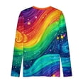 thumbnail image 5 of Women's Long Sleeve Shirt Colourful Rainbow Print T-Shirt Round Neck Tops 70s Hippie Carnival Fancy Dress Outfit Tunic Blouse Casual Streetwear, 5 of 5