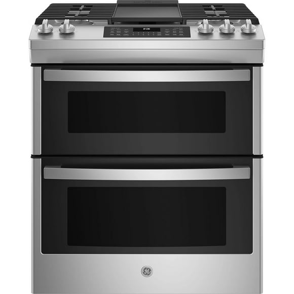 GE® 30" Slide-In Gas Double Oven Range with No Preheat Air Fry Stainless Steel - JCGSS86SPSS