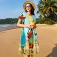 thumbnail image 4 of Xecao Robe Midi d'Été à Manches Courtes pour Femmes Africaines avec Poches Robe Décontractée Fluide T-Shirt Robe de Plage, 4 of 6