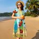 thumbnail image 4 of Easygdp African Women para Vestido Transpirable de Mujer, Vestido Suelto de Manga Corta con Pliegues y Bolsillos para el Verano, 4 of 6
