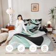 thumbnail image 4 of Manfei Contemporary Abstract Full Size Comforter Sets, Watercolor Aesthetic Bedding Comforter Set, Mint, Black and Gray, Black Reversible 3 Pieces, 1 Comforter and 2 Pillowcases, 4 of 6