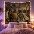 thumbnail image 2 of Crowned Woman on a Grand Peacock Terrace, Dramatic Fantasy for Peacock Lovers, Royal Palace Decor, Housewarming Gift, Tapestry Wall Hanging for Living Room and Bedroom, 2 of 7
