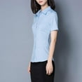 thumbnail image 6 of Womens Button Down Shirts Short Sleeve Business Collared Work Office Formal Button Up Blouse Shirt,Blue, 6 of 7