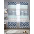 thumbnail image 2 of Boho Blue Aqua Sheer Curtains 96 Inch Length 2 Panels Set, Geometric Stripes Tribal Bohemia Retro Voile Window Treatment Semi Sheer Long Curtains Drapes for Bedroom/Living Room/Kitchen 52"x96"x2, 2 of 7