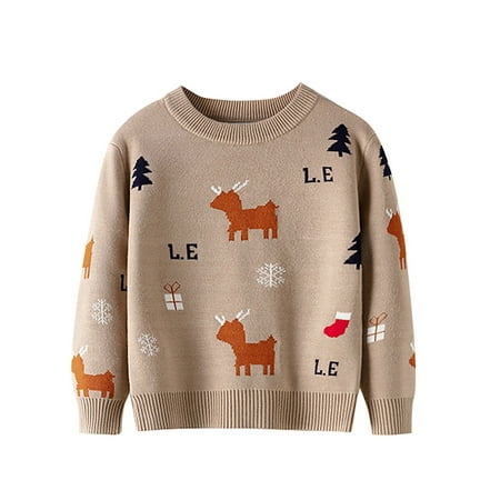 

DENGDENG Toddler Bays Girl Boy Knitting Sweater Crewneck Long Sleeve Sweatshirt Christmas Tops 1-7Y