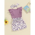 thumbnail image 3 of Suealasg 3Pcs Baby Girl Clothes Set Short Sleeve Ribbed Romper Daisy Print Shorts Headband Sets Infant Girls Summer Outfits 0-18 Months, 3 of 9