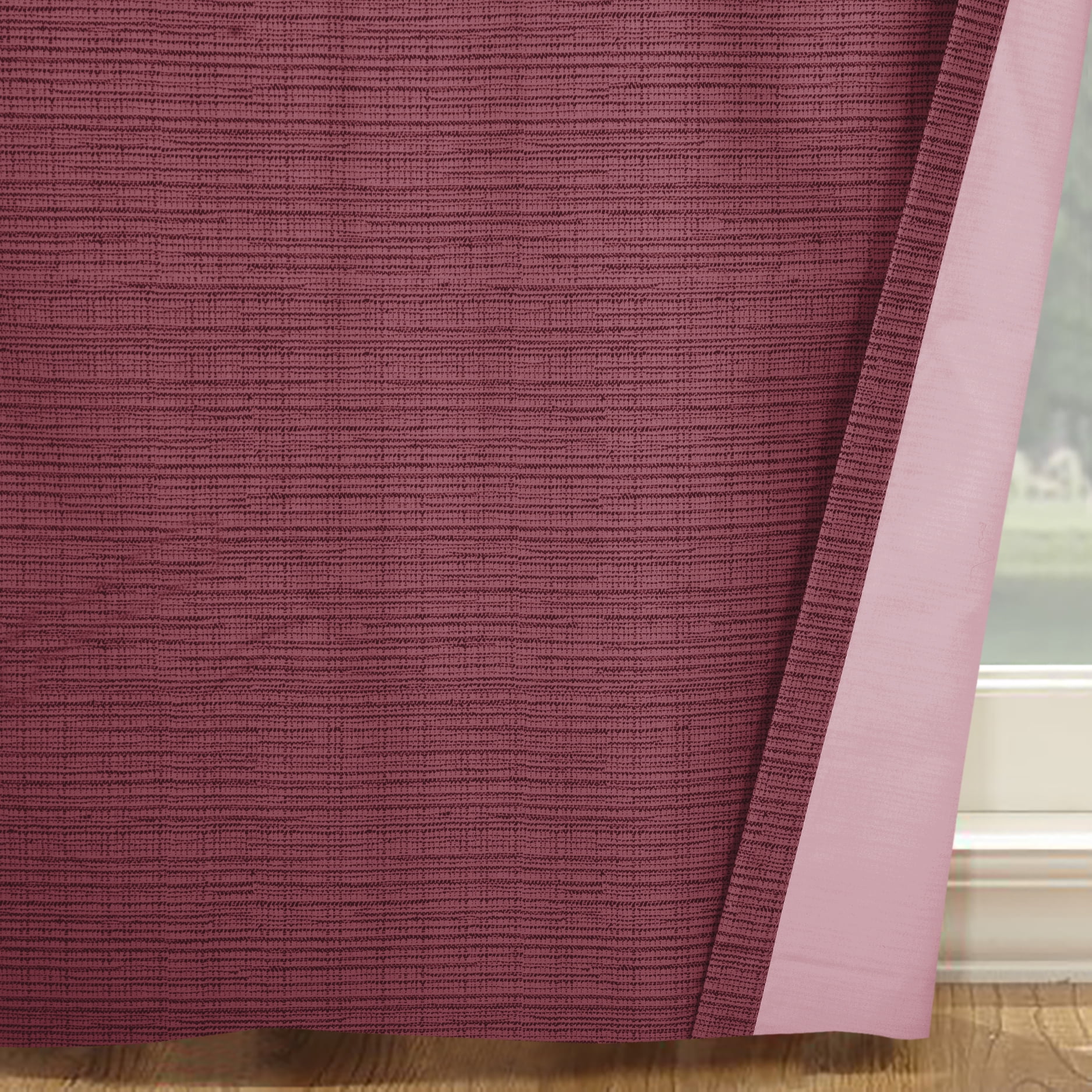 Mainstays Threaded Print Solid Color Room Darkening Rod Pocket Curtain Panel Pair, Set of 2, Red, 30 x 63