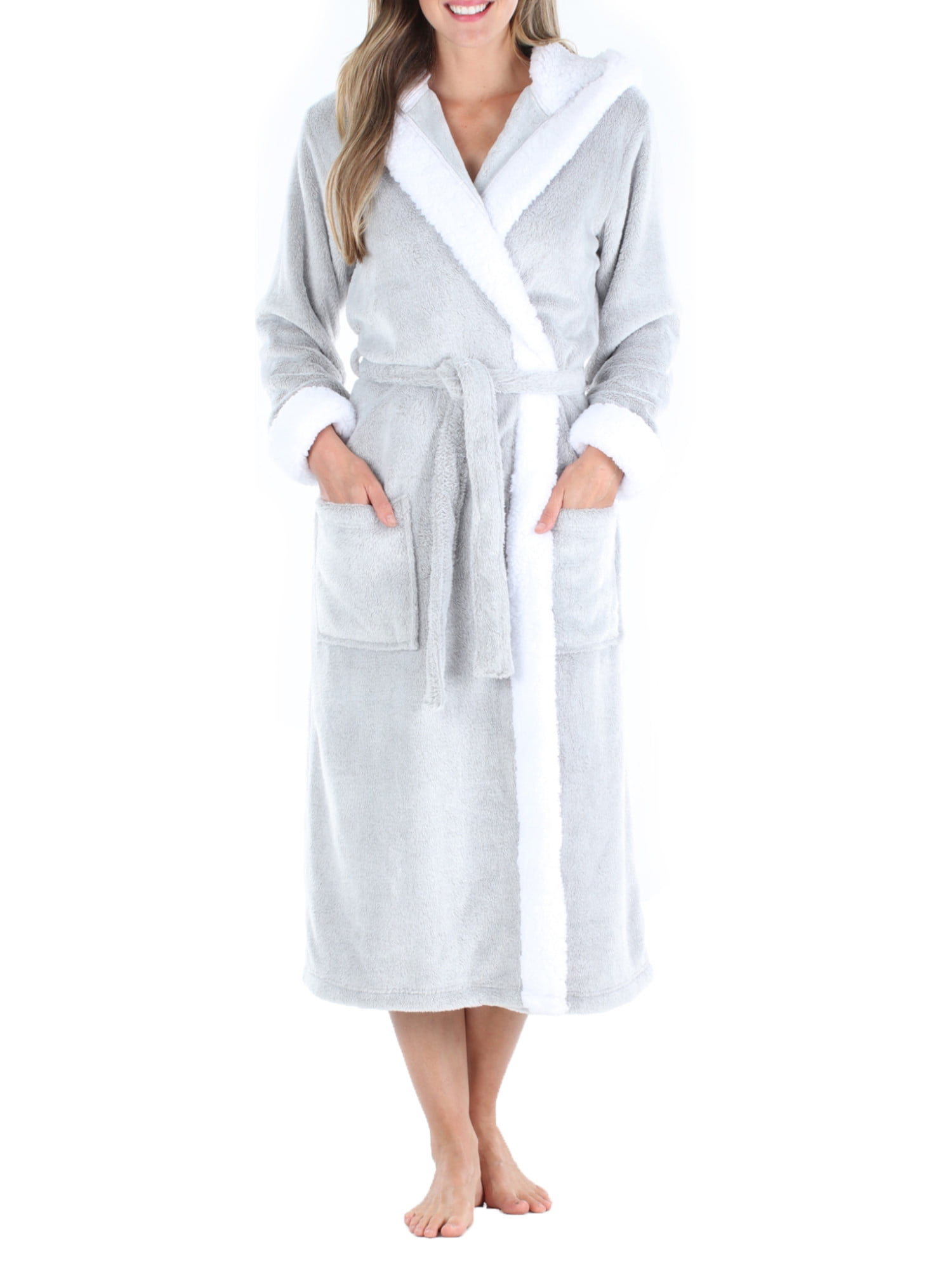 Womens Soft Coral Sherpa Fleece Nightwear Dressing Gown Bathrobe Size 8 10 16 18