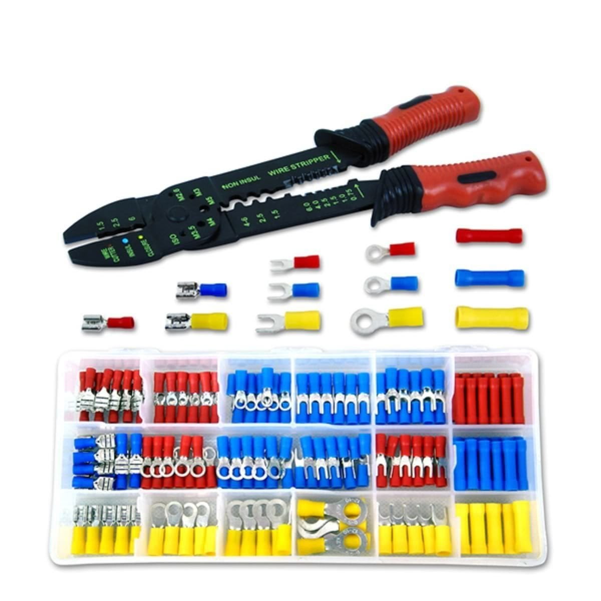 Crimp Tool Kit 6-4 Wire Crimper Plier & Wire Stripper&1200 Connectors Terminal 
