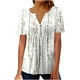 thumbnail image 1 of Gibobby Playeras Mujer Camisetas Cuello V Mujeres verano impresión moda Sexy botón Cardigan manga corta camisa cuello Casual túnica ajustada ropa Tops(Blanco,XL), 1 of 5