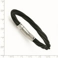 thumbnail image 3 of Stainless Steel Bracelet Cord, Leather & Rubber Women's 7 mm 7.5 in Polished Black IP-plated Mesh, 3 of 3