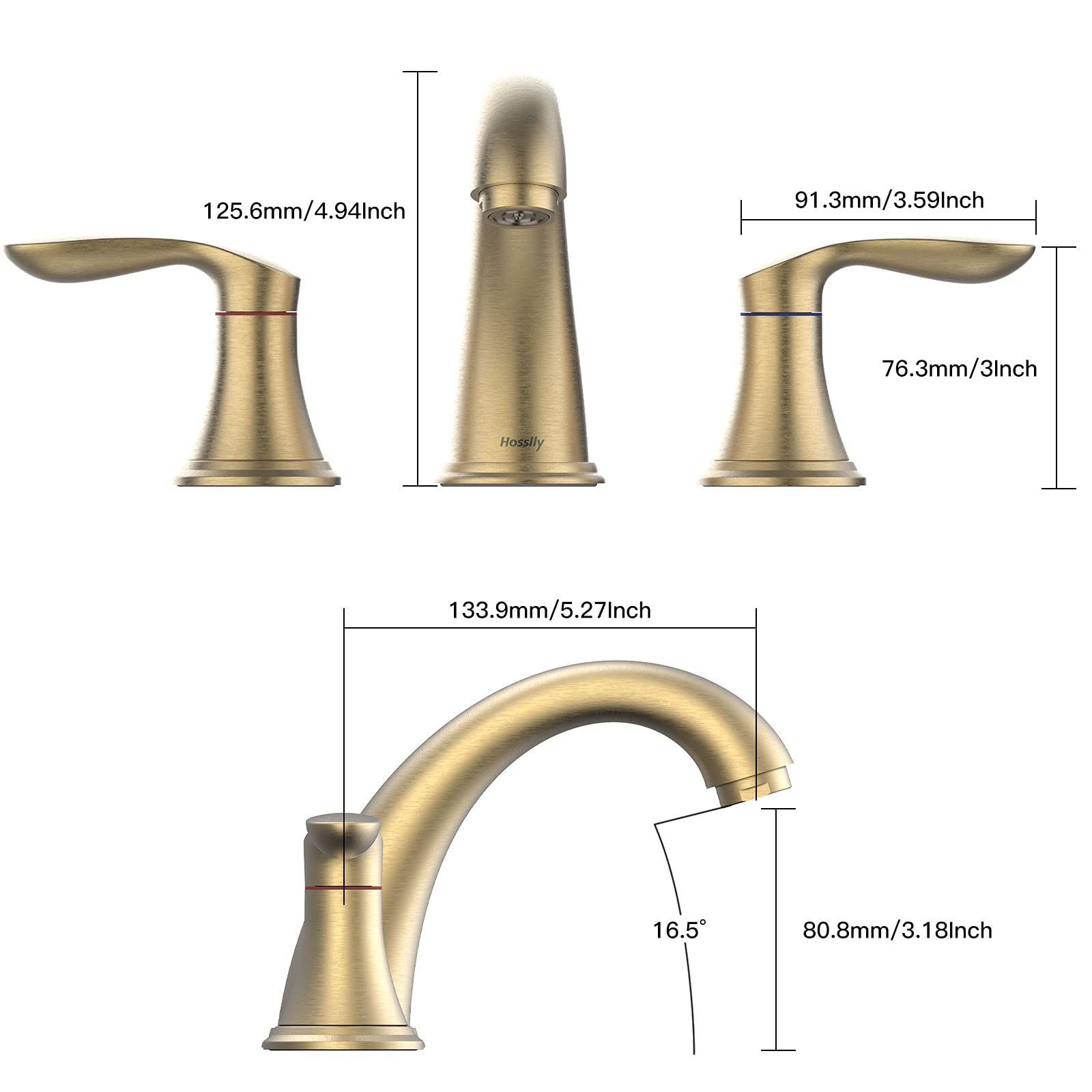 Bathroom Faucets for Sink 3 Hole, Faucet for Bathroom Sink, Widespread Bathroom Sink Faucet with Pop-up Drain and Supply Lines, for Bathroom Sink Vanity RV Farmhouse Sink