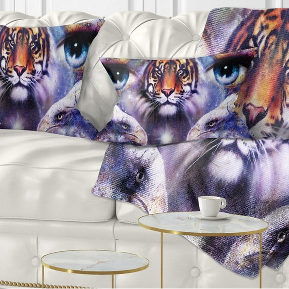 Designart Tiger with Woman Eyes - Animal Throw Pillow - 12x20