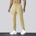 thumbnail image 6 of Inleife Mens Long Pants Men Fashion Solid Casual Elastic Waist With Pocket Trousers Sport Pants, 6 of 6