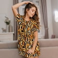 thumbnail image 3 of Picia Zebra Pattern Women’s Nightdress – Casual Short-sleeved Loose-Fit Sleepwear, Soft Cotton Short-Sleeve Sleep Shirt for Relaxation & Comfort, 3 of 6