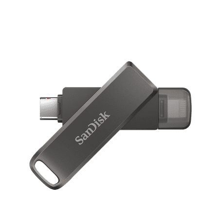 SanDisk - 256GB iXpand Phone Drive Luxe for iPhone Lightning and Type-C Devices - Black