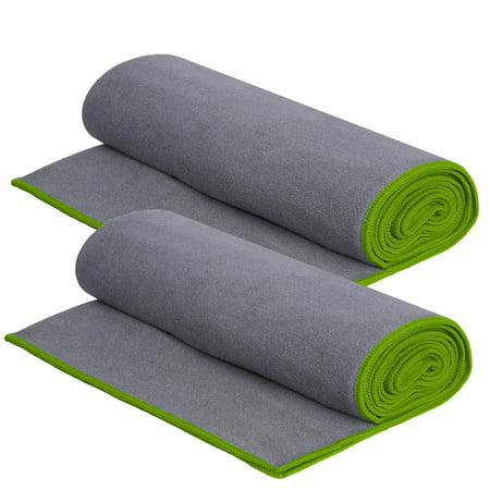 DG Sports 2 Pack 72 x 24 Inch Microfiber Yoga Towel Non Slip Grip for Hot Yoga and Yoga Mat, Sweat (Best Hot Yoga Mat Towel)
