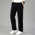 thumbnail image 2 of SAWOBUUN Mens Solid Pants Straight Elastic Waist Pants Relaxed Fit Jogger Trousers with Zipper Pockets, 2 of 8