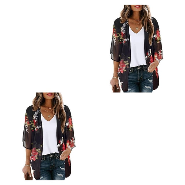 Guardurnaity Tops de verano para mujer, ropa frontal abierta con flores para clima cálido, para viajes, playa al aire libre, informal, ocio, blusa cómoda, Type2 NO2 Guardurnaity CBP491770