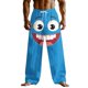 thumbnail image 3 of Ceisia Men's Fun Cartoon Big Smile Print Loose Casual Pants with Elastic Drawstring Waist Blue M Gifts, 3 of 3