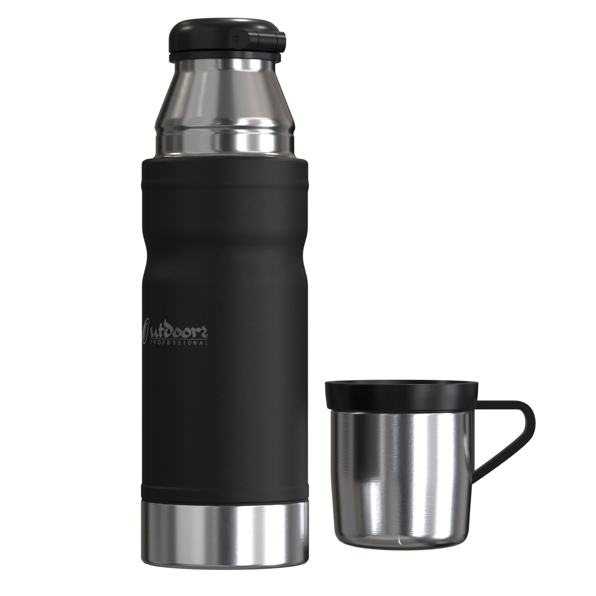 Outdoors Professional 25.3-Oz. (750 mL) Stainless Steel Termo Go Vacuum Bottle (Black), OUTD9324