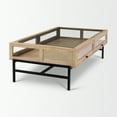 thumbnail image 5 of Arelius Rectangular Light Brown Wood Black Metal Base Display Coffee Table, 5 of 6