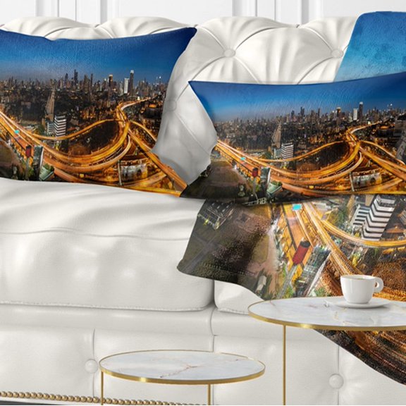 Designart Highway and Main Traffic Bangkok - Cityscape Throw Pillow - 12x20