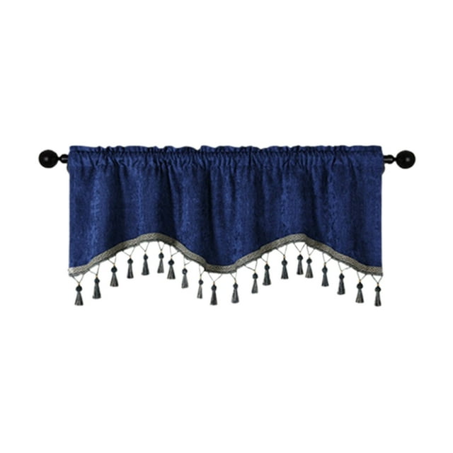 Elegant Fringed Window Curtains Patterned Rod Panels Stylish Short Drapes For Home Decor