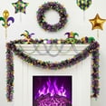 thumbnail image 5 of YingYouFu Mardi Gras Tinsel Garland Decorations, Green Gold Purple with Fleur-De-Lis Chunky Glittery Holiday Hanging Tinsel Decorations for Carnival Parade Car Party Supplies Home Decor, 5 of 7
