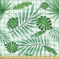 thumbnail image 2 of Ambesonne Polynesian Fabric by the Yard Upholstery, Watercolor Leafage, 2 Yards, Green and Almond Green, 2 of 5