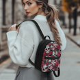 thumbnail image 3 of Eheartsgir Sugar Skull Rose Pattern Small Backpack with Adjustable Strap Lightweight Mini Backpack for Gym, Polyester Travel Daypack for Walking, 3 of 8