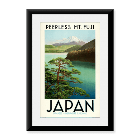 Framed Art Print, Japan Mt Fuji Vintage Travel Poster by Vintage Travel Poster, 17-7/8" x 21-7/8"