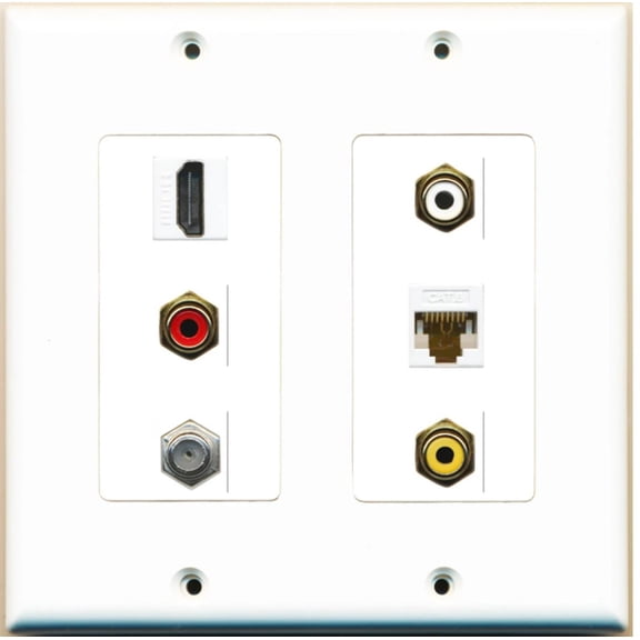 Ultra Spec Cables 1 Port HDMI Cat6 Coax Composite RCA Wall Plate 2 Gang