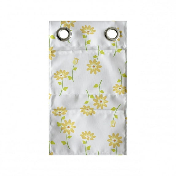 Floral Hanging Pocket Organizer, Energetic Romantic Spring Blossoms Tulips Pattern, Printed Polyester Storage Bag with Pockets, 9" x 27", Mustard Yellow Green