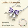 thumbnail image 5 of FindChic Bow Necklace for Women, Synthetic Amethyst Birthstone Necklaces Bow Heart Cubic Zirconia Pendant Birthday Mothers Day Jewelry Gifts Her Wife Lady Adults Ideas, 5 of 9