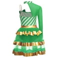 thumbnail image 4 of Haitryli Kids Girls Christmas Dance Dress Figure Skating Dress Candy Cane Striped Sequins Tiered Tutu Dress Green 14, 4 of 7