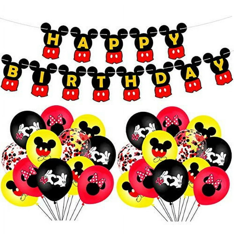 Mickey Mouse Birthday Decorations Set Birthday Banner Inspired Balloon  Package for Kids Favor Disposable Dinnerware Supplies - AliExpress