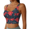 thumbnail image 2 of Goofa Rose Flowers Printed Sports Bras for Women, High Impact Running Bra Workout Crop Tank Tops Longline Sports Bra Push up-Medium, 2 of 9