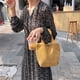 thumbnail image 4 of Bolso De Pana Bolso de hombro de pana diario para mujer Mini Bento sólido con asa superior (amarillo), 4 of 4