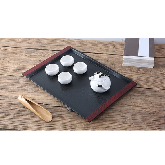 RENACLIPY Multi-Functional Black Coffee Tray and Storage Organizer Set, Polypropylene for Kitchen, Office, and Home Use