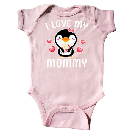 

Inktastic I Love My Mommy with Cute Penguin and Hearts Gift Baby Girl Bodysuit