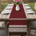 thumbnail image 4 of Red Floral Table Runner 108 Inches, Modern Farmhouse Leaves Brown Striped Bed Runner Dresser Scarves Tabletop for Indoor Outdoor Parties/Ceremony/Banquet, 13"x 108", 4 of 9
