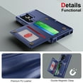 thumbnail image 7 of Feishell Back Wallet Case for Samsung Galaxy S24 Ultra, Premium PU Leather Flip Kickstand Cover with 3 Card Slots, Double Magnetic Clasp Shockproof Car Mount Phone Case for Galaxy S24 Ultra, Darkblue, 7 of 7