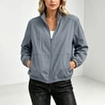 thumbnail image 2 of LUVDA Womens Lightweight Jacket Full Zip Stand Collar Long Sleeve Casual Windbreaker with Zipper Pockets for Travel & Hiking, 2 of 7