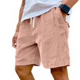 thumbnail image 2 of Men's Corduroy Shorts Lightweight Drawstring Waist Cargo Shorts Pants Summer Beach Pink M, 2 of 7
