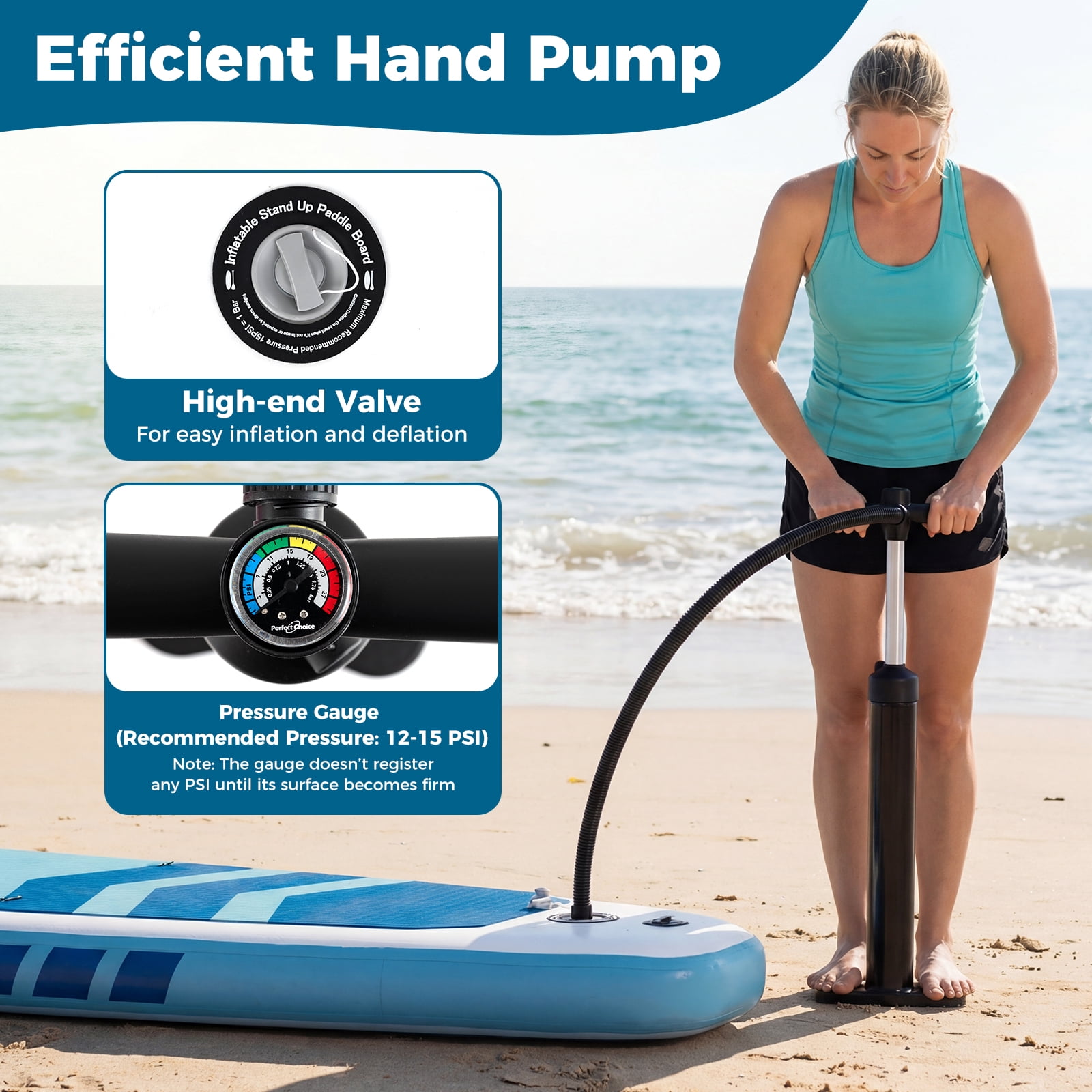 Costway 11’ Wide Inflatable Stand Up Paddle Board , Stable SUP for Adults and Youth Dark Blue+Sky Blue