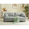 thumbnail image 4 of 85" Accent Sofa, Modern Linen Couch with 2 Pillow and Solid Wood Frame, Plastic Feet, Three-person Indoor Sofa, Mid Century Modern Sofa Couch for Living Room, Grey, 4 of 9