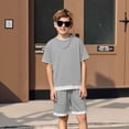 thumbnail image 2 of Bigetiay Boys Summer Clothes Classic Active Breathable Short Sleeve T-Shirt with Short Outfits Boys Clothes 4-5 Years, 2 of 5