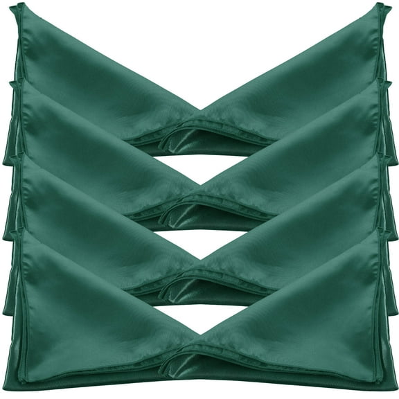 SEWCHICS Green Satin Cloth Napkins Set of 8 Soft Reusable Dinner Napkins for Home Kitchen and Events