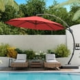 thumbnail image 2 of LAUSAINT HOME 11 FT Outdoor Patio Umbrella with Base, Aluminum Cantilever Umbrella with Crank, Red, 2 of 11